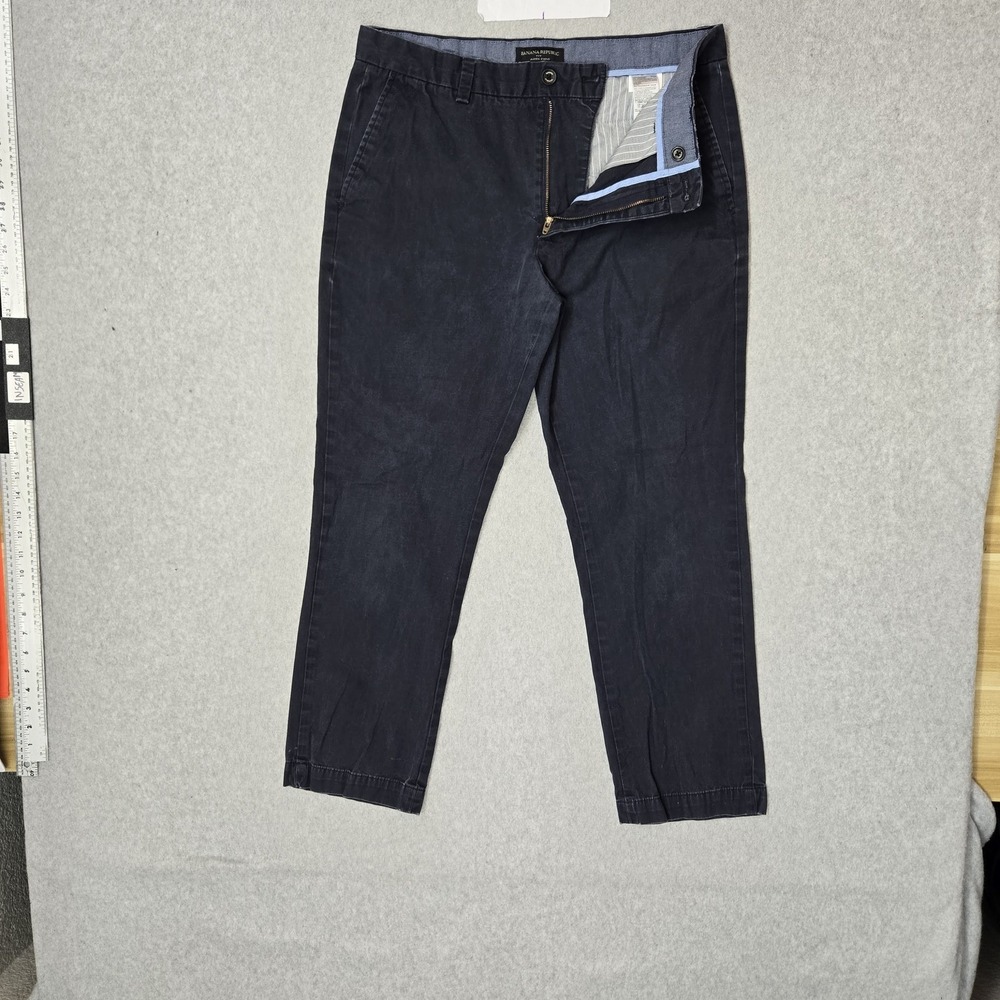 Banana Republic Men Pants 33X30 Navy Chino‎ Twill Aiden Button Zipper 27"